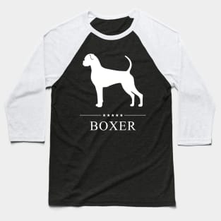 Boxer Dog White Silhouette Baseball T-Shirt